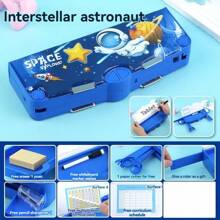 1 件多功能 3 层双面大容量学校用品收纳铅笔盒，配有剪刀、笔刀、尺子、橡皮擦、日程表、干擦记号笔 回到学校，回到学校，学校用品，铅笔袋，书包 - 雙面剪刀款文具盒 - 查看 3