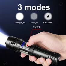 paweinuo Powerful Rechargeable Tactical Waterproof LED Flashlight With XHP70/White Laser, COB Light Source, Suitable For Outdoor Activities - Black - View 5