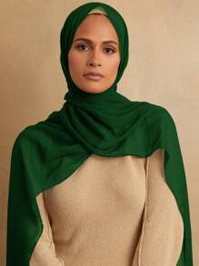 1pc Basic Pearl Chiffon Muslim Hijabs Scarf, Daily Wear - Multicolor - View 20