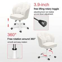 Office Chair Cute Petal Desk Chair, Modern Fabric Home Butterfly Chairs Height Adjustable Chair Makeup Chairs Computer Chairs - trắng - Xem 3