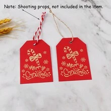 1 bộ (100 chiếc) - Thiệp in họa tiết Giáng sinh sáng tạo hình vuông bằng giấy, Thẻ treo nhãn trang trí quà tặng Giáng sinh, Phụ kiện trang trí tiệc (Dây treo quà tặng) - cái nạng - Xem 10