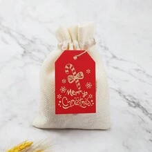 1 bộ (100 chiếc) - Thiệp in họa tiết Giáng sinh sáng tạo hình vuông bằng giấy, Thẻ treo nhãn trang trí quà tặng Giáng sinh, Phụ kiện trang trí tiệc (Dây treo quà tặng) - cái nạng - Xem 8