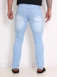 Kit 4 Men's Slim Destroyed Jeans Fashion Premium Line Original Elastane Clothes Direct From The Factory Shipping In 24 Hours Color Black Dark Medium Light - Nhiều màu - Xem 8