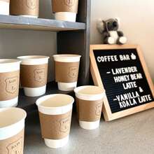 20-100 piezas de 12.7x5.8cm Mangas personalizadas para tazas de café de 10-20oz, mangas de papel para tazas de café personalizadas como regalo de boda, de kraft o blanco, desechables y personalizadas, manga aislante para bebidas calientes, manga de papel corrugado resistente al agua y al calor, manga de papel para taza de café personalizada para boda.