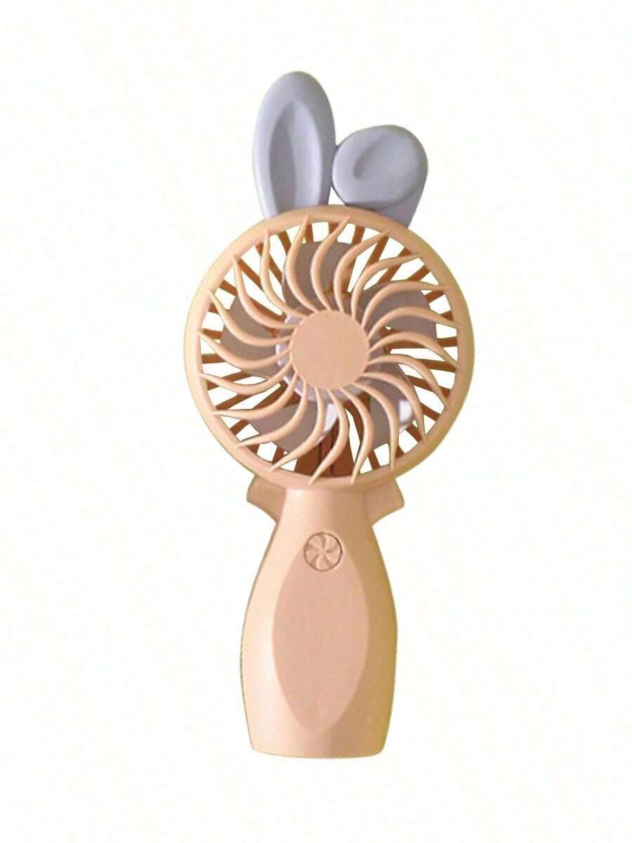 Lindo y divertido mini ventilador de estilo dibujo animado con orejas desmontables, ventilador silencioso de carga por puerto USB, portátil y manual, ideal para estudiantes - Rosa - Ver 1