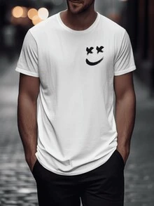 Men's Smile Streetwear T-Shirt 30.1 Combed Knit 100% Cotton - trắng - Xem 1