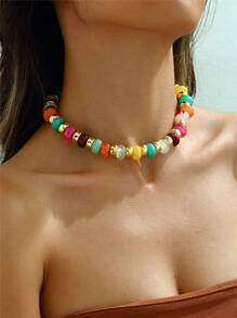 1 件复古串珠项链，迷人波西米亚风项链，个性珠宝，彩色颈链，日常项链，度假，派对，约会项链，送给她的礼物