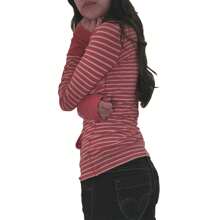 Long Sleeve Tops For Women Striped Button Up Tunic Shirts Loose Fit Sexy Henley Tee Blouses - 紅色 - 查看 3