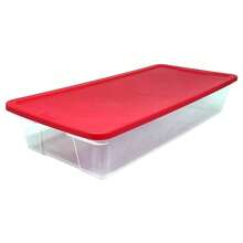 41Qt Clear Plastic Holiday Storage Container With Red Snap Lock Lid, 2 Pk - 紅色 - 查看 2