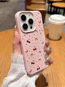 1 Ốp lưng điện thoại họa tiết nơ anh đào sáng tạo nhiều màu sắc, bảo vệ toàn thân dày, tương thích với iPhone 17/17Air/17pro/17promax/16 15 14 13 12 11 XS XR X Plus Pro Max, Ốp lưng bảo vệ TPU mềm chống sốc, chống rơi, lỗ lớn, quà tặng sinh nhật hoặc ngày lễ cho nam và nữ - Hồng - Xem 1