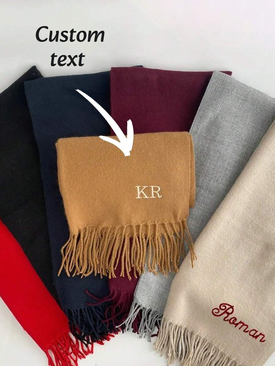 Bufanda personalizada Initia, bufanda con nombre personalizado, bufanda con iniciales y monograma tejido - Multicolor - Ver 1