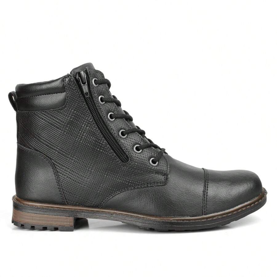 Men's Easy-To-Fit Combat Boot With Side Zipper - màu đen - Xem 1