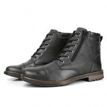 Men's Easy-To-Fit Combat Boot With Side Zipper - màu đen - Xem 3