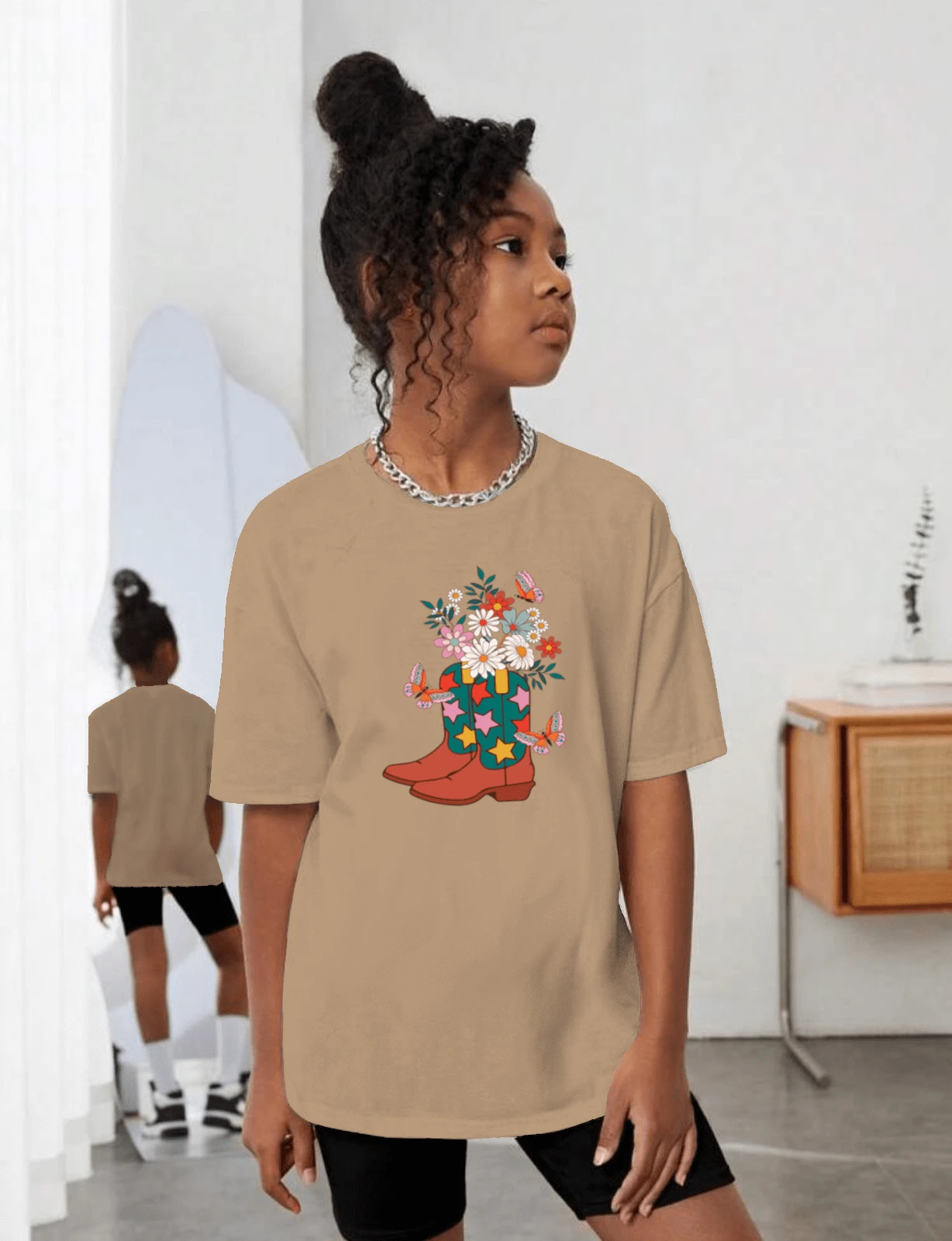 Girls' Blouse, Oversized Model, 4 To 16 Years Old, Summer Launch - Màu be - Xem 1