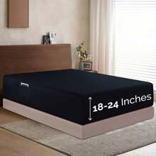 Elegant Comfort Luxury 1pc Extra Deep 18-24 Inch Deep Pocket Fitted Sheet - All Around Elastic Bedding Mattress Covers With Deep Pocket Up To 24 Inch And Double Sided Storage Pockets, Ultra Soft Machine Washable Luxury 1-Piece Bed Fitted Sheet - Fade And Wrinkle Resistant Premium Hotel Quality Twin/Full/Queen/King/Cal King Fitted Sheet, Christmas Decorations Gifts, Cozy Winter Styles, Moody Shades - 黑色 - 查看 1