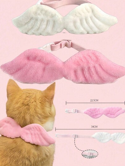 1pc Pink Pet Angel Wing Collar Accessory, Pink Wings White Collar Bow Tie Costume, Pet Apparel For Halloween & Christmas