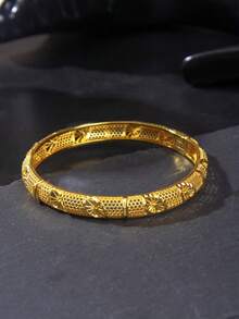 1 chiếc vòng tay mạ vàng 18K sang trọng cổ điển, phù hợp làm trang sức cô dâu mặc trong đám cưới, quà tặng trang sức ngày lễ - Vàng - Xem 11