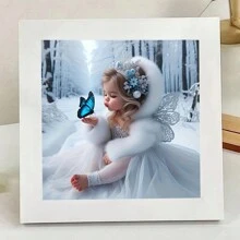 1 Set 5D DIY Diamond Painting Art Kit - Butterfly & Snowy Landscape - Full Drill Round Acrylic Mosaic Puzzle - Home Wall Decor, Office, Living Room Artwork - Animal Theme Canvas, Frameless