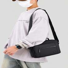 Oxford Cloth Shoulder Bag For Men And Women Large Capacity Messenger Bag For Travel, Leisure, Business - 黑色 - 查看 2