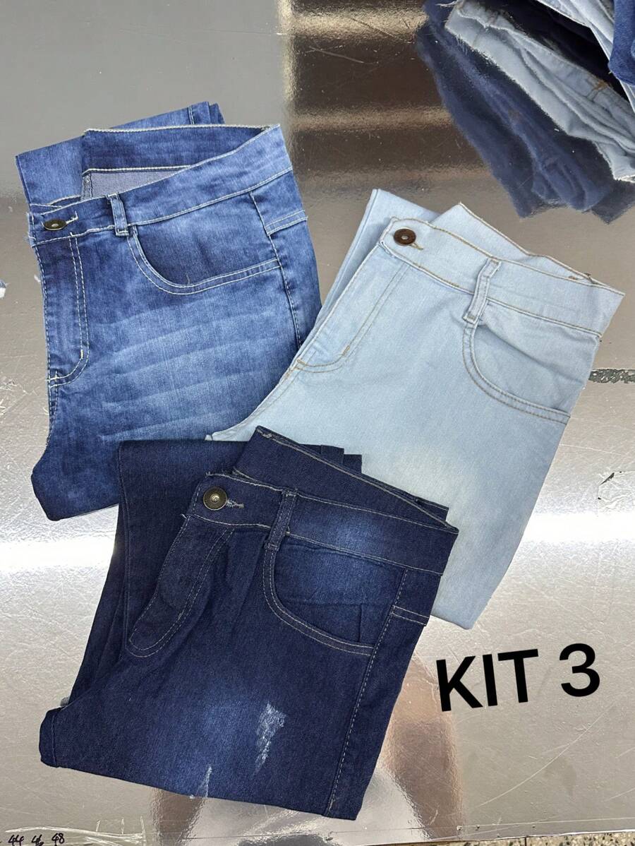 KIT2/3/4 Men's Jeans Original Elastane Premium Quality - 深色水洗藍 - 查看 1