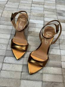 Cup Heel Sandal With Leaf Toe - Bronze - View 2