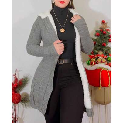 ensamble forrado tejido  abertura al frente manga larga cuello camisero