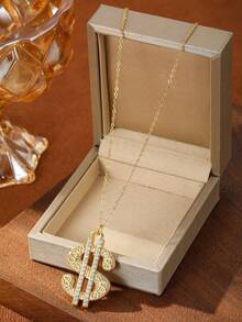 1 chiếc vòng cổ mặt dây chuyền thiên thần mạ đồng cao cấp thời trang & dây chuyền áo len, có thể đeo nhiều lớp hoặc đơn lẻ, đóng gói trong túi nhung - Vàng - Xem 3