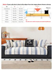 1pc Atmosphere Velvet Streaks Sofa Slipcover,Universal Non-Slip Pet-Friendly Sofa Mat, Protector For Living Room & Office Decor - Multicolor - View 12