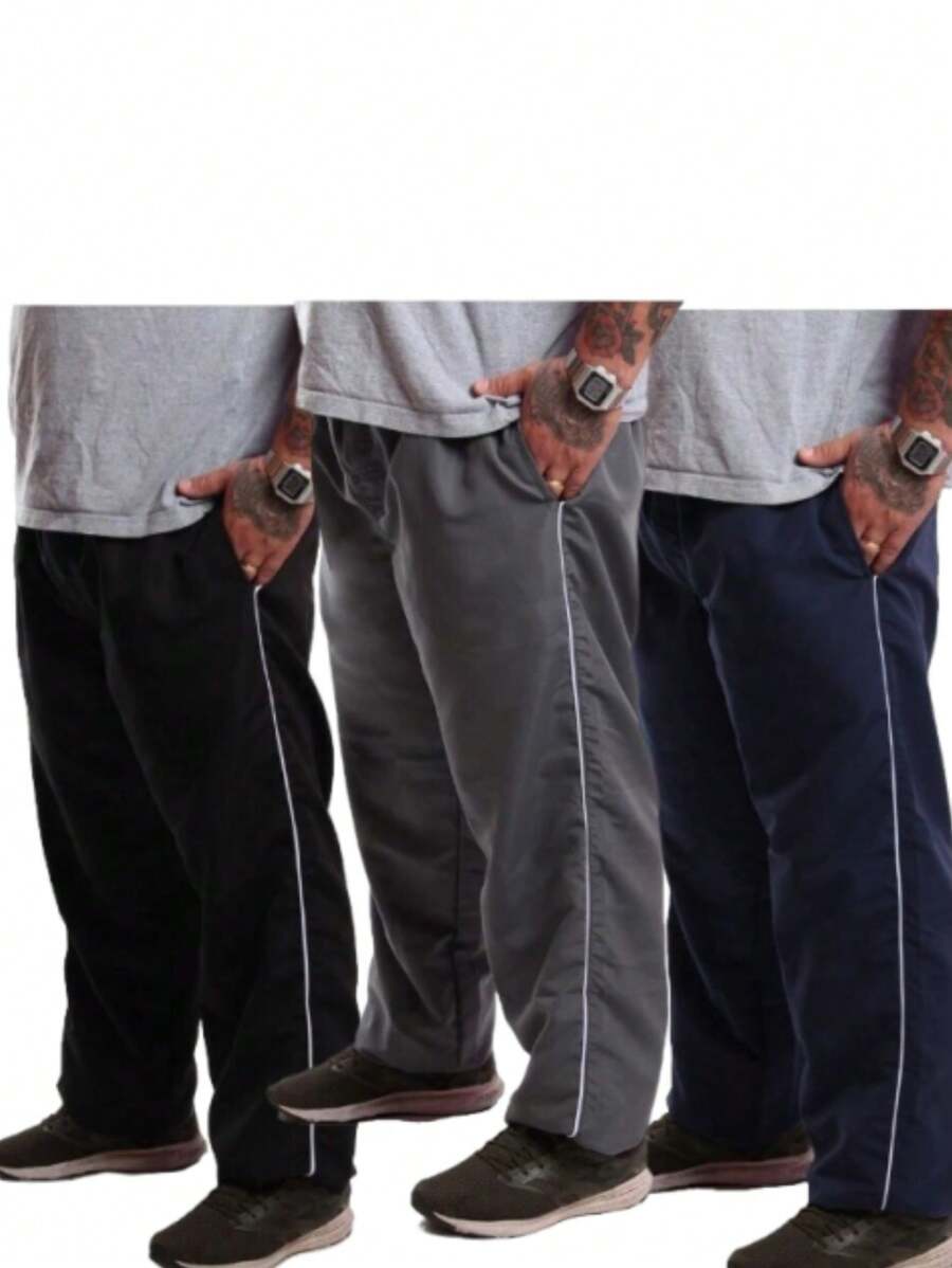 Kit 3 Tactel Men's Plus Size Pants With 3 Pockets For Gym, Basic Sports Walking - Nhiều màu - Xem 1