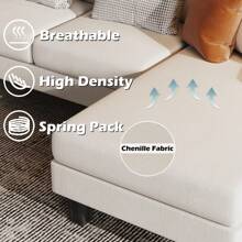 Sectional Sofa Couches For Living Room, U Shaped Modular Sectional Sofa, Convertible Sofa Bed 6 Seats Sectional Sleeper Sofa Comfy Couch With Adjustable Backrest - Beige - View 6