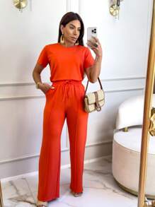 Magenta Shop Women's Comfortable Sweatsuit Set - Orange - View 3