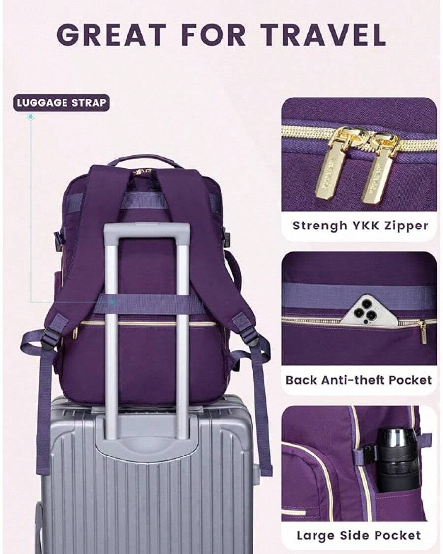Travel Backpack Women, Flight Approved Carry On With 17.3inch Laptop