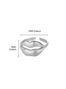 1PC Chic Lip Ring For Women Girls 18K Gold Plated Adjustable Stainless Steel Ring Funny Jewelry Love Gift - Multicolor - View 9