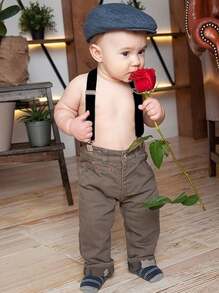 儿童吊带和领结套装，学生西装领结夹裤子吊带，婴儿和儿童可调节吊带夹，适合婚礼派对生日 - 彩色 - 查看 10