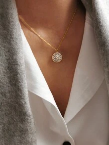 BALMORA 1 chiếc dây chuyền mặt dây chuyền hình hoa hướng dương bằng bạc sterling S925 kiểu cổ điển, đính đá Zirconia, kèm dây chuyền mạ vàng, quà tặng ngày Valentine cho phụ nữ. - Vàng - Xem 5