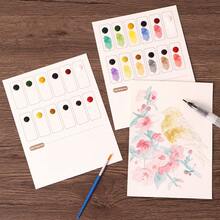 12 件装便携式固体颜料色卡，学生 DIY 水彩画用品，适用于素描和涂鸦 - 彩色 - 查看 4