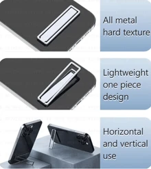 Rectangular Metal Cell Phone Holder Vertical/Horizontal Adjustable Mini Foldable Mobile Phone Stand - Dark Green - View 5