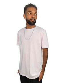 Men's Plain Black And White Basic T-Shirt - 白色 - 查看 2