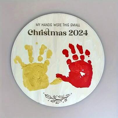 Círculo de pegadas de bebê e decoração de quarto memorial de pegadas de mão, sem almofada de tinta incluída, presentes de Páscoa para chá de bebê para meninas/meninos