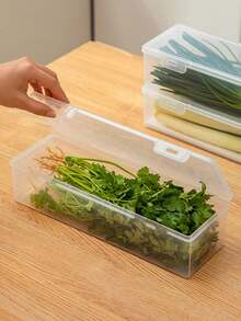 Clear Plastic Vegetable Storage Box: Multi-Purpose, Drainage, And Reusable For Kitchen Organization - Clear - View 3