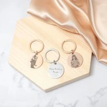 Gold, Silver, Rose Gold Customized Portrait Personalized Keychain, Valentine's Day/Anniversary Gift - Multicolor - View 4