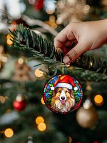 1 件圣诞主题亚克力挂饰，6 种款式可供选择，DIY 工艺空白吊坠，用于节日装饰、童话主题、多功能吊坠和感恩节、新年、圣诞节 - 彩色 - 查看 8