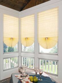 1pc Solid Color Shade No Tools Original Light Filtering Pleated Fabric Shade, Self-Adhesive Design, UV Protection, Blackout, Insulating, Lightweight, Fade-Resistant, Minimalist Pleated Curtains – Suitable For Bedroom, Living Room, Office, Bathroom. Gifts Birthday Graduation - Beige - View 3