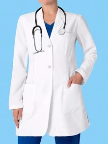 cimmuovere White Long Sleeve Laboratory Surgical Gown Coat, Nurse Uniform, Doctor Coat