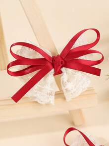 1 件装女童时尚蝴蝶结发夹，带红色蝴蝶结的蕾丝发夹，适合儿童，适合幼儿的可爱发饰派对礼物 - 蝴蝶結髮夾 - 查看 5