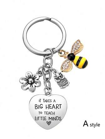 1 件 2024 季节苹果花不锈钢钥匙扣吊坠，教师节礼物，毕业季教师礼物