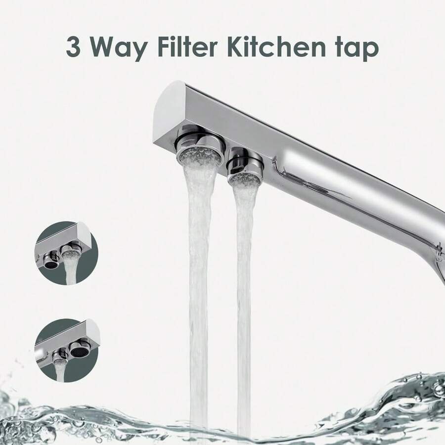 3 Way Water Filter Taps Swivel Spout Pure Drinking Water Kitchen Sink