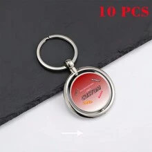 Customizable Rotating Double-Sided Round Photo Keychain, Zinc Alloy Material, Perfect For Christmas Gift, Family, Friends, And Pets