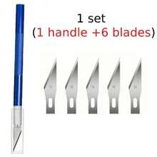 6/12 件精密工艺爱好刀套件 - 高精度实用艺术精密刀套装，配有极其锋利的剃须刀，适用于雕刻、建筑建模、剪贴簿、DIY 艺术品切割等 - 适合手工艺个人和专业人士的综合工具（6 毫米铝合金手柄，带 11# 1# 3# 4# 刀片） - 彩色 - 查看 16
