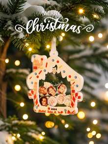 1pc Custom Face Ornament, Personalized Family Faces Ornament, Shake Ornament 2024 Gift For Family, House Shape Hanging Accessories Ornaments Memorial Decoration, Custom Ornament, 1-6 Portraits, Scene Decor, Room Decor, Home Decor, Holiday Party Decor, Decor, Best Gift For Holiday, Best Gift, Gift For Dad/Mom/Her/Him/Girlfriend/Boyfriend, Anniversary Gift, Housewarming Gifts Birthday Graduation